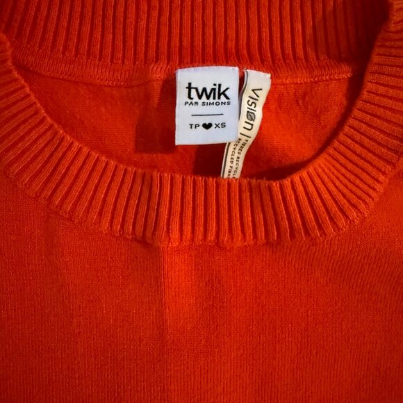 Orange Simons Sweater by TWIK - Stretchy - Size XS  (Viscose & Nylon) - Picture 3 of 7